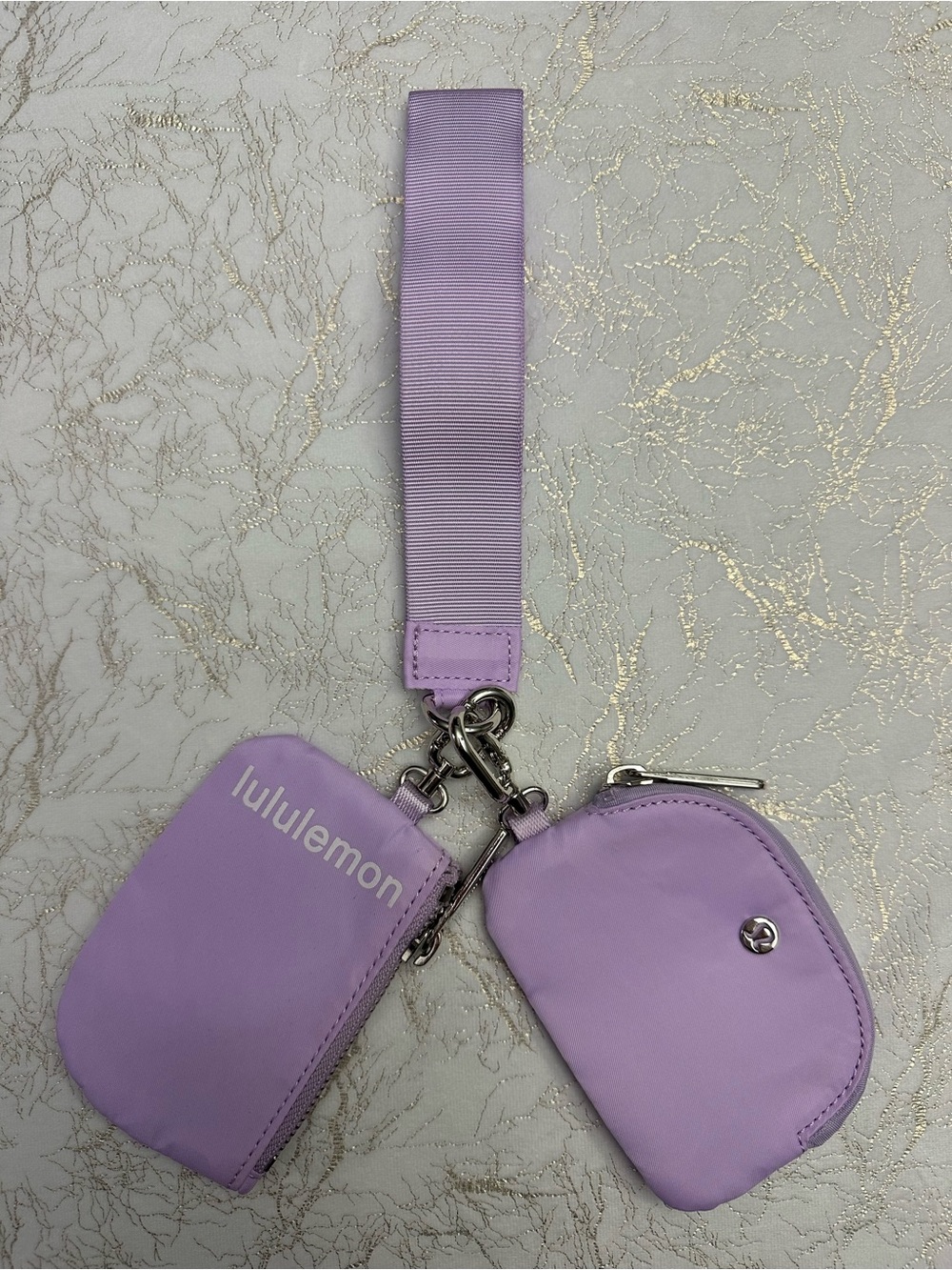 lululemon Lavender Dual Pouch Wristlet Keychain